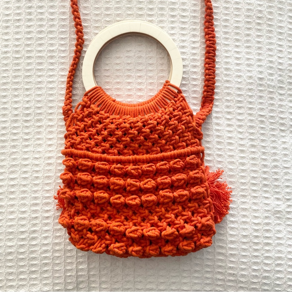 Cleobella macrame orange Monaco woven bag - Picture 6 of 9